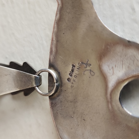 Vintage Native American Navajo Vintage Inlaid Bear Pendant by Danny Clark 💙🐻 - Picture 7 of 13